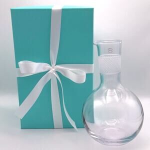 NEW - Tiffany & Co. Diamond Point Lead Crystal Decanter Clear Wine Carafe W/ Box